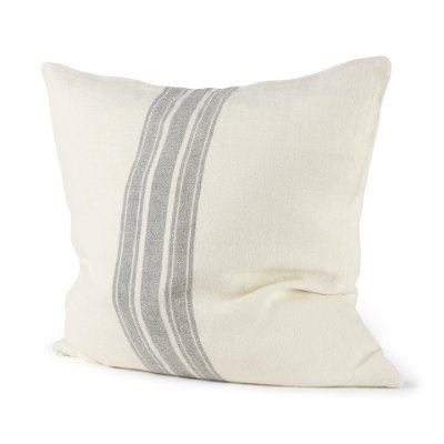 68871-CFD - Patrice 22x22 Cream With Gray Stripes Pillow Cover w/Filler