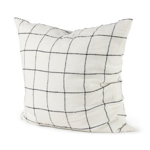 Suzanne 22x22 White/Black Square Pattern Pillow Cover w/Filler