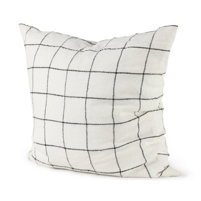 68875-CFD - Suzanne 22 x 22 White/Black Square Pattern Pillow Cover w/Filler
