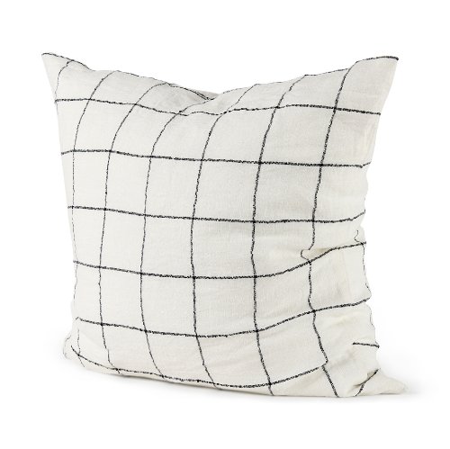 68875-CFD - Suzanne 22 x 22 White/Black Square Pattern Pillow Cover w/Filler