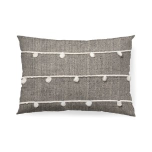 Linda 13x21 Navy And Cream With White Detail Pillow Cover w/Down Filler
