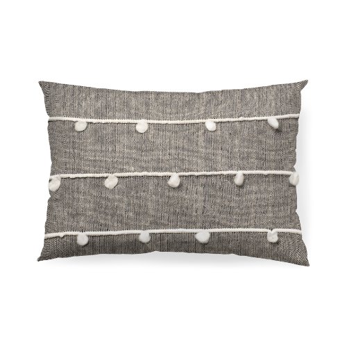 68882-CFD - Linda 13x21 Navy And Cream With White Detail Pillow Cover w/Down Filler