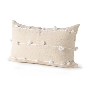 Erica 13x21 Cream With White Detail Pillow Cover w/Down Filler