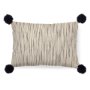 68890-CFD - Krystal 13x21 Cream/Blue Pom Pom Pillow Cover w/Down Filler