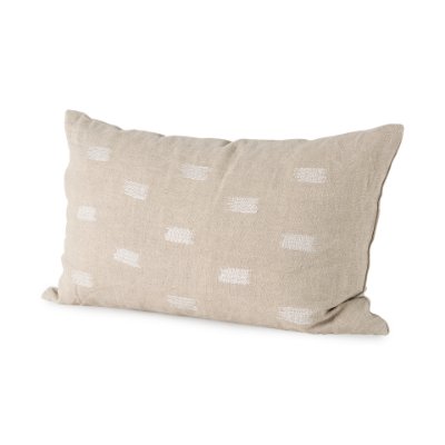 68892-CFD - Lacey 13x21 Beige/White Decorative Pillow Cover w/Down Filler