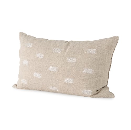 68892-CFD - Lacey 13x21 Beige/White Decorative Pillow Cover w/Down Filler