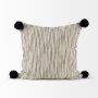 70063-CFD - Krystal 18 x 18 Cream/Black Pom Pom Pillow Cover w/Filler