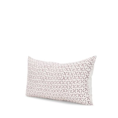 70312-CFD - Jayden 14x26 Cream w/ Merlot Print Linen Lumbar Pillow Cover w/Filler