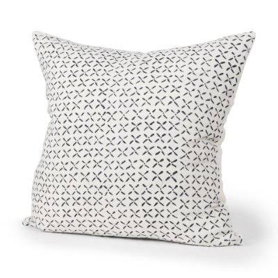 70313-CFD - Jayden 22x22 Cream w/ Black Print Linen Square Pillow Cover w/Filler