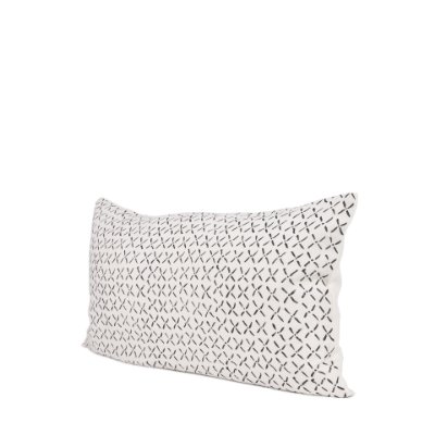 70314-CFD - Jayden 14x26 Cream w/ Black Print Linen Lumbar Pillow Cover w/Filler