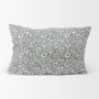 70318-CFD - Jayne 14x26 Cream w/ Indigo Print Linen Lumbar Pillow Cover w/Filler