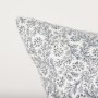 70318-CFD - Jayne 14x26 Cream w/ Indigo Print Linen Lumbar Pillow Cover w/Filler