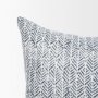 70320-CFD - Janelle 14x26 Cream w/ Indigo Print Linen Lumbar Pillow Cover w/Filler