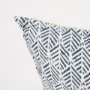 70320-CFD - Janelle 14x26 Cream w/ Indigo Print Linen Lumbar Pillow Cover w/Filler