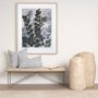 70320-CFD - Janelle 14x26 Cream w/ Indigo Print Linen Lumbar Pillow Cover w/Filler