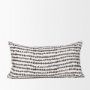 70322-CFD - Jenna 14x26 Cream/Black Print Linen Lumbar Decorative Pillow Cover w/Down Filler