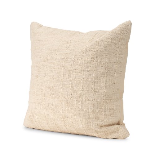 71084-CFD - Jacory 22x22 Cream Checker Textured Decorative Square Pillow Cover w/Down Filler
