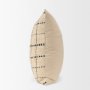 71086-CFD - Jaela 22x22 Beige/Black Striped Checkered Square Throw Pillow Cover w/Down Filler