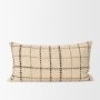 71087-CFD - Jaela 14x26 Beige and Black Striped Lumbar Pillow Cover w/Down Filler