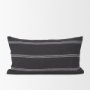 71095-CFD - Jayme 14x26 Gray/White Striped Cotton Lumbar Pillow Cover w/Filler