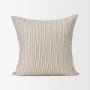 71097-CFD - Jaxon 22x22 Beige/Black Striped Cotton-Linen Square Pillow Cover w/Down Filler