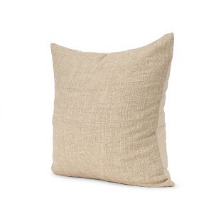 Jeren 22x22 Beige Cotton Linen Square Pillow Cover w/Down Filler