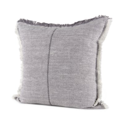 69417-CFNA - Thais 20x20 Blue and Cream Fringed Pillow Cover w/Non-Allergen Filler