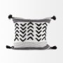 69439-CFNA - Kimia 20x20 White/Black Fabric Fringed Pillow Cover w/Non-Allergen Filler