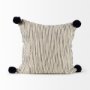 70063-CFNA - Krystal 18 x 18 Cream/Black Pom Pom Pillow Cover w/Non-Allergen Filler