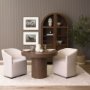 71342-AB - Lyonne 42" Round Medium Brown Oak Wood Pedestal Dining Table