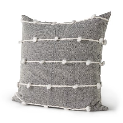 68881-CFNA - Linda 20x20 Navy And Cream With White Detail Pillow Cover w/Non-Allergen Filler