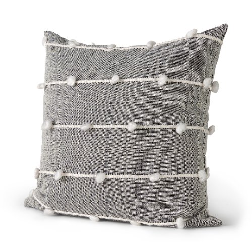 68881-CFNA - Linda 20x20 Navy And Cream With White Detail Pillow Cover w/Non-Allergen Filler