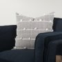 68881-CFNA - Linda 20x20 Navy And Cream With White Detail Pillow Cover w/Non-Allergen Filler