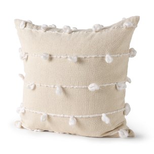 Erica 20x20 Cream With White Detail Pillow Cover w/Non-Allergen Filler