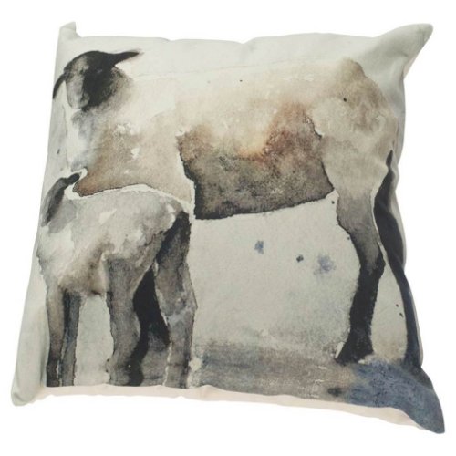 56032-CFD - Clover 18x18 Gray Watercolor Lambs Decorative Pillow Cover w/Down Filler