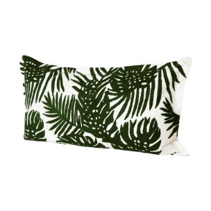 Boyle 13x21 Green Tropical Palm Leaf Decorative Pillow Cover w/Down Filler