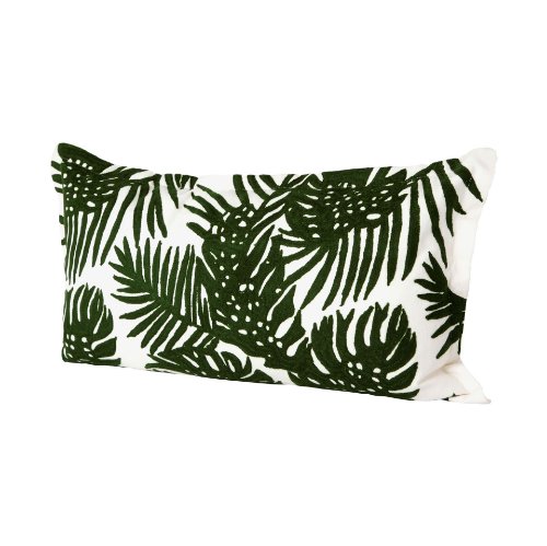 67352-CFD - Boyle II 13x21 Green Tropical Palm Leaf Decorative Pillow Cover w/Down Filler