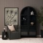 71309 - Suri Black Wood W/Glass Doors Arched Curio Cabinet