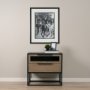 71349 - Sloan Light Brown W/ Black Metal Frame Side Table