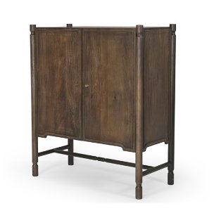 Phil Dark Brown Wood 2 Door Bar Cabinet
