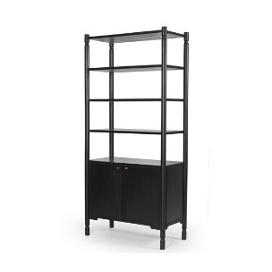 Phil Black Wood 2 Door 3 Shelves Open Shelving Unit 