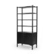 71308 - Phil Black Wood 2 Door 3 Shelves Open Shelving Unit 