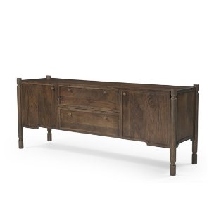 Phil Dark Brown Wood 2 Door 1 Drawer w/ Pull Down Media Console 