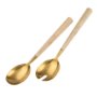 IN7115 - Maple Wood Salad Servers S/2, Tumbled Gold