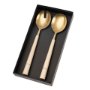 IN7115 - Maple Wood Salad Servers S/2, Tumbled Gold