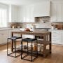 67850 - Emeril Brown Solid Wood Two-Tier Smooth Counter Top Kitchen Island 
