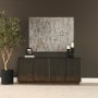 71338 - Cinder Distressed Dark Brown Wood Reeded 4-Door Closed Sideboard