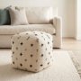 70759 - Saanvi Wool w/ Cream and Black Stitched Cross Patterned Pouf