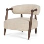 71503 - Lewis Oatmeal Fabric w/ Brown Wood Open Back Accent Chair