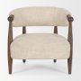 71503 - Lewis Oatmeal Fabric w/ Brown Wood Open Back Accent Chair